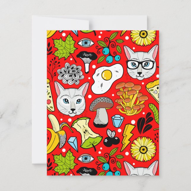 Anúncio Gato e ovo em vermelho (Frente)