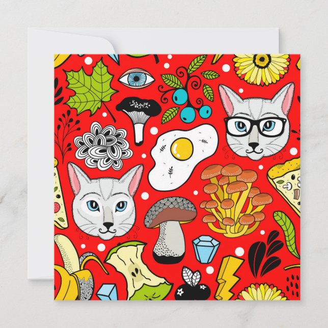 Anúncio Gato e ovo em vermelho (Frente)
