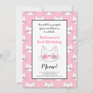 Anúncio Gatos do gatinho do rosa do partido de aniversário