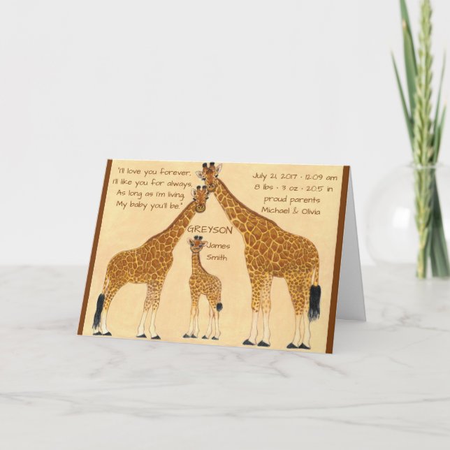 Anúncio Giraffe Family - Birth Announcement (Frente)