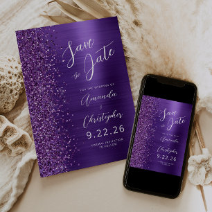 Anúncio Glam Rouxo Metal Clicado Script Salve a Data