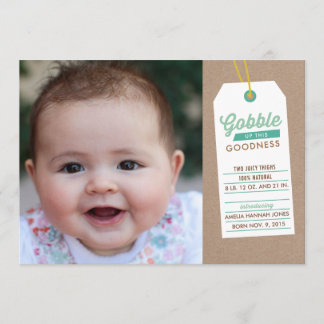Anúncio Gobble Baby Up Birth Anunciando Teal