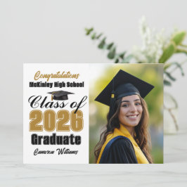 Anúncio Gold Black Class of 2026 Graduate Photo Graduation