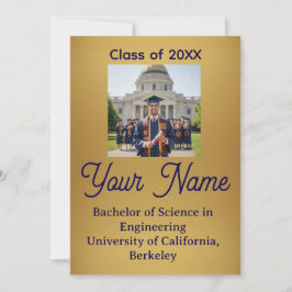 Anúncio Gold Foil Look Minimalist Graduation Announcement 