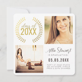 Anúncio Gold Wreath Class of Graduation Graduate Photo