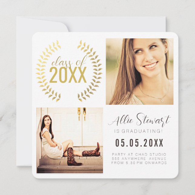 Anúncio Gold Wreath Class of Graduation Graduate Photo (Frente)