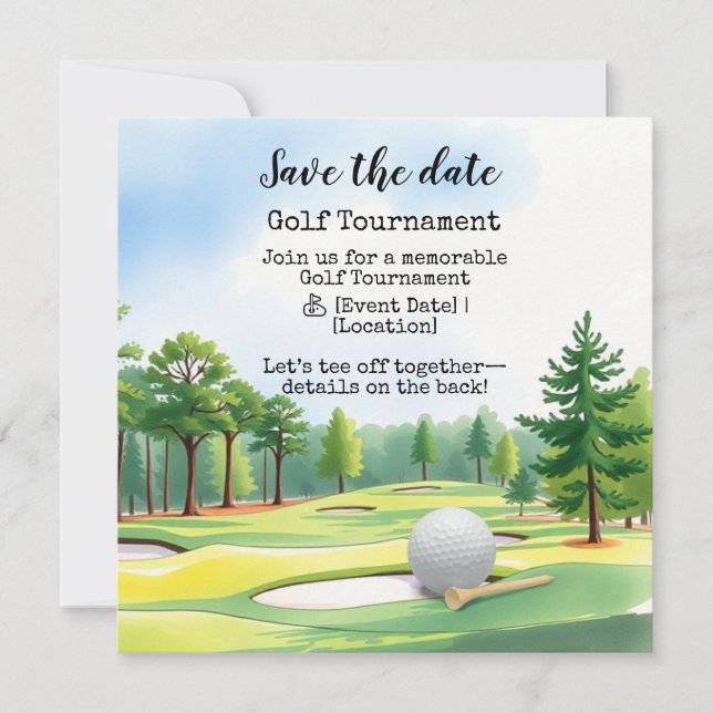 Anúncio Golf Salve a data Golf Tournament (Frente)