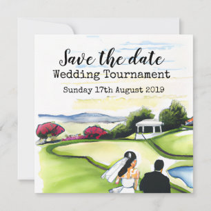 Anúncio Golf Salve a data Golf Wedding Tournament Announ
