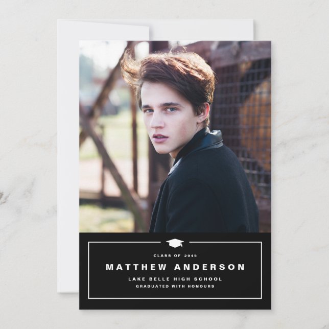 Anúncio Gorro de Formatura Clássico Preto Foto Formatura (Frente)