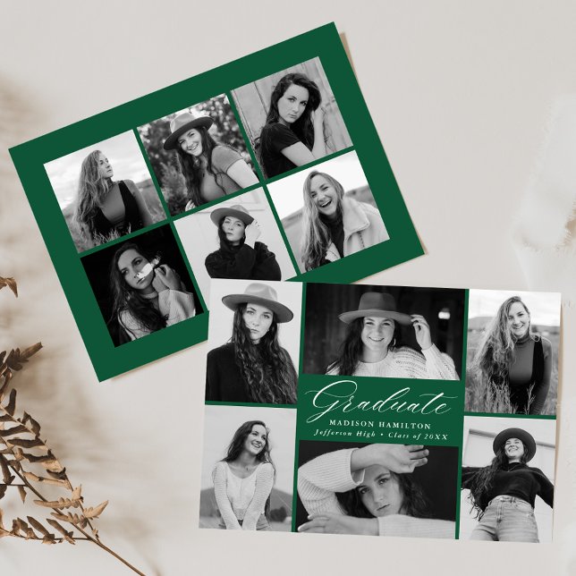 Anúncio Graceful Formando Green 12 Photo Collage Graduatio (Criador carregado)