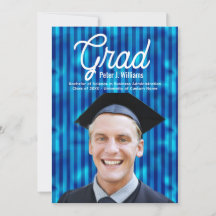 Grad Blue Lines Men Personalized Photo Graduation