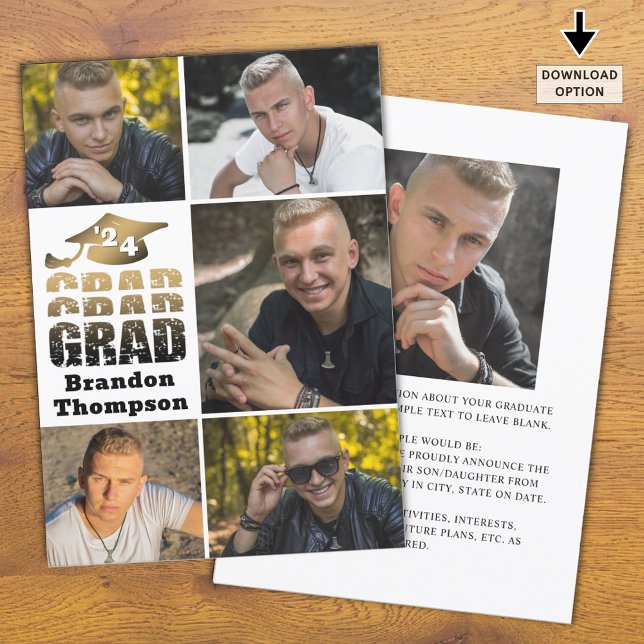 Anúncio Gradiente Dourado de Ano Formando Moderno 6 Fotogr (Criador carregado)