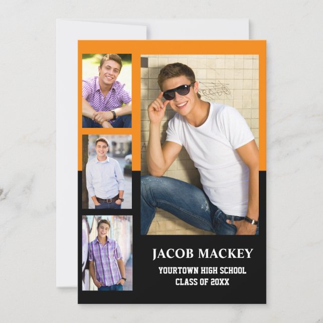 Anúncio Graduação 4 Colagem de Fotos Laranja Preto (Frente)