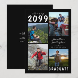 Anúncio Graduação 4 Foto Nome manuscrito | Preto branco