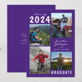 Anúncio Graduação 4 Foto Nome Manuscrito | Roxo Branco