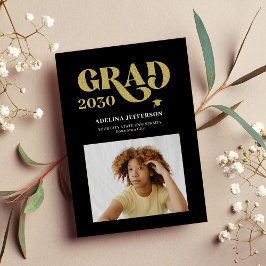 Anúncio Graduação a preto em ouro, fotografia de tipografi