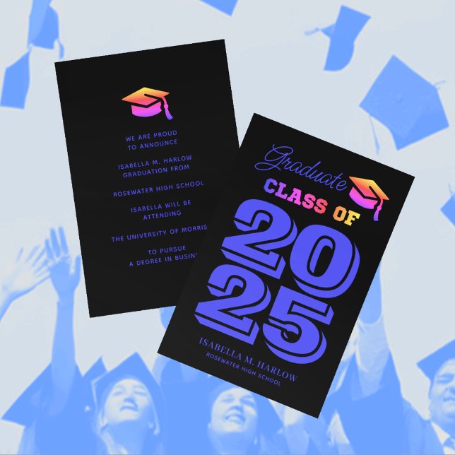 Anúncio Graduação Azul-Arco-Íris Formando Negrito (Criador carregado)