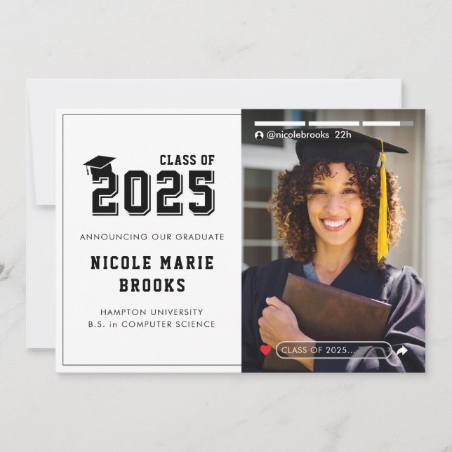 Anúncio Graduação Branca de Foto da História de Mídia Soci (Frente)