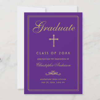 Anúncio Graduação Cristã Roxo Dourado Cruzado