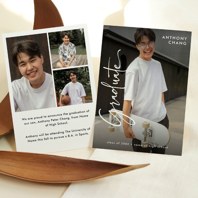 Anúncio Graduação da Colagem de Fotos do Elegant Script Fo (Criador carregado)