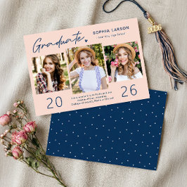 Anúncio Graduação da Colagem de Fotos do Marinho Blush 3