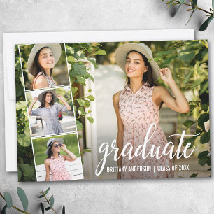 Anúncio Graduação da Colagem de Fotos em Caligrafia Modern