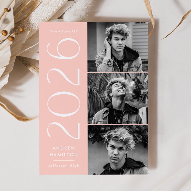 Anúncio Graduação de 3 Foto 2025 com Blush de Simplicidade (Criador carregado)