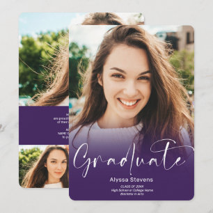Anúncio Graduação de 4 fotos com script roxo moderno