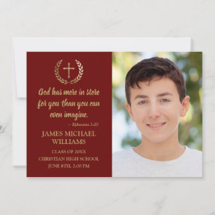 Anúncio Graduação de Bíblia Cristã Verse Foto Maroon Boy