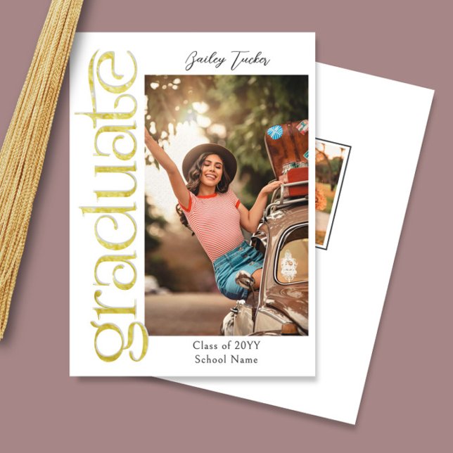 Anúncio Graduação de Colagem de 2 Fotos do Formando Dourad (Criador carregado)