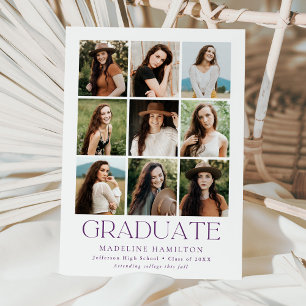 Anúncio Graduação de Colagem de Fotos 9 Puro em Grade Mo