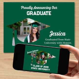Anúncio Graduação de Colagem de Fotos do Boné Verde Exclus