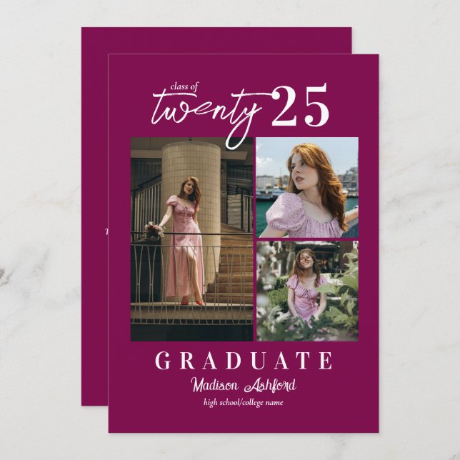 Anúncio Graduação de Colagem de Fotos do Modern Script Win (Frente/Verso)