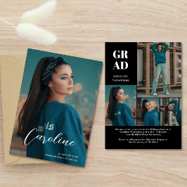 Anúncio Graduação de Colagem de Fotos Negra Classy Na moda