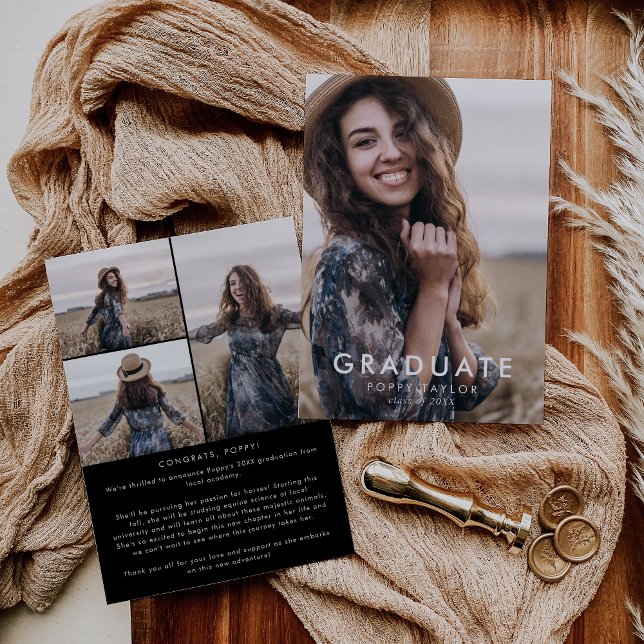 Anúncio Graduação de Colagem de Fotos Preta Chic Dark (Criador carregado)