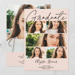 Anúncio Graduação de colagem em grade de 6 fotos rosa-pinc