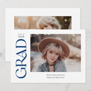Anúncio Graduação de Duas Fotografias Blue Trendy Serif