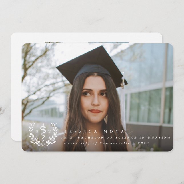 Anúncio Graduação de Enfermeira Registrada do Asclepius RN (Frente/Verso)