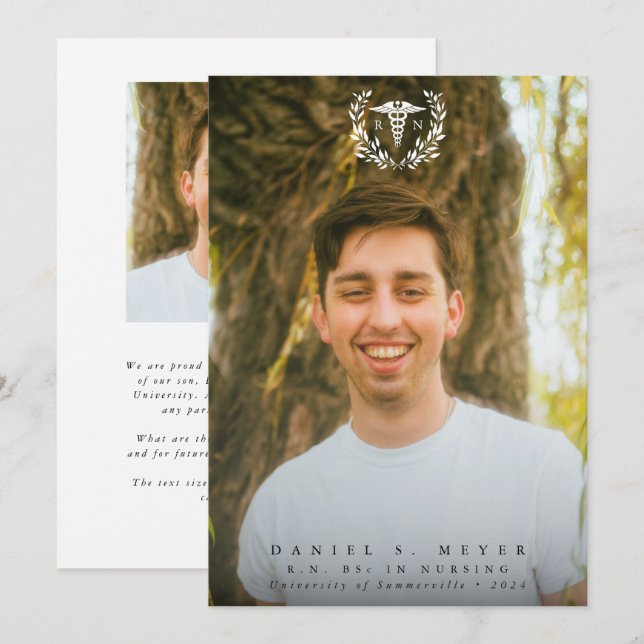 Anúncio Graduação de Enfermeiro Registrada do White Caduce (Frente/Verso)