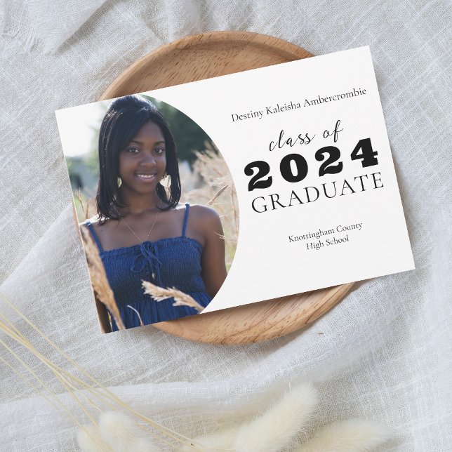 Anúncio Graduação de Foto Arredondada Moderna do segundo g (High School Modern Rounded Photo Graduation Announcement)