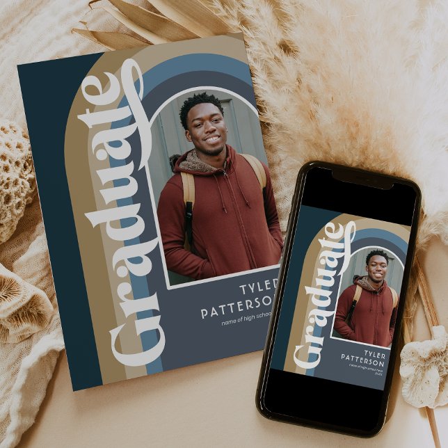 Anúncio Graduação de Foto Azul de Arch Retroativa 2025 (Criador carregado)