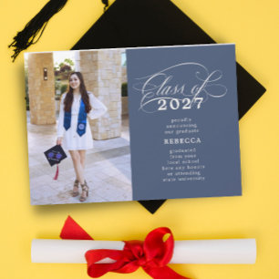 Anúncio Graduação de Foto Azul do Script Clássico
