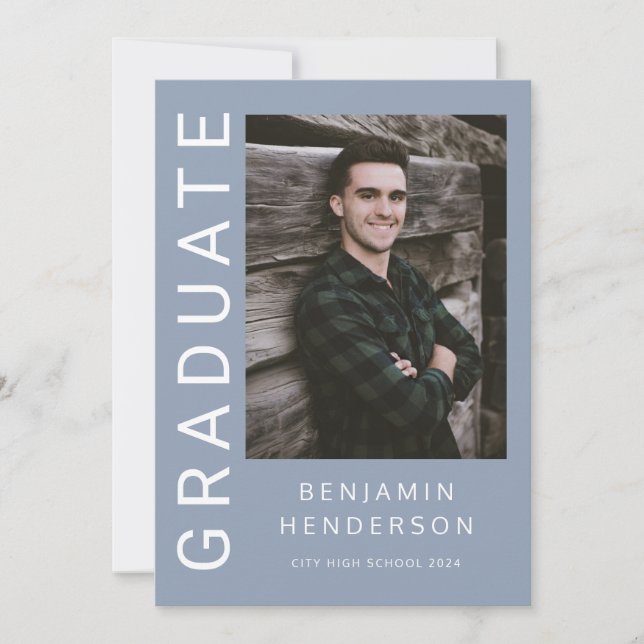 Anúncio Graduação de Foto Azul Moderno (Frente)