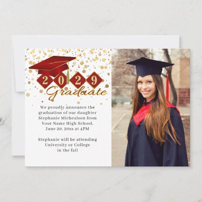 Anúncio Graduação de Foto Clássica 2 Vermelha e Dourada (Frente)