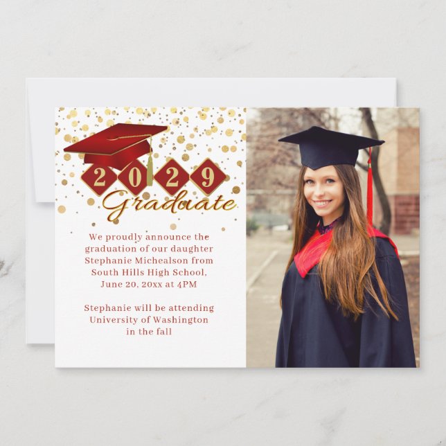 Anúncio Graduação de Foto Clássica 2 Vermelha e Dourada (Frente)