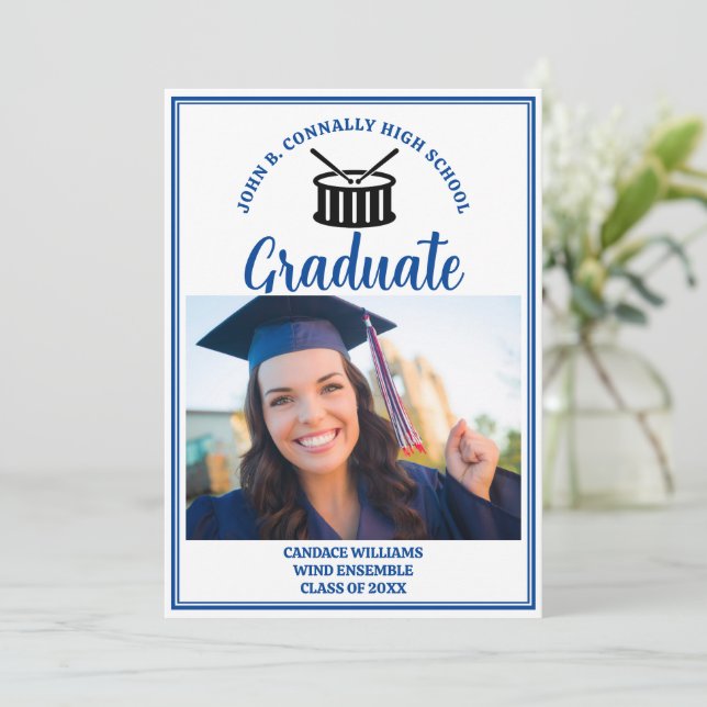 Anúncio Graduação de Foto de Banda Azul (Em pé/Frente)