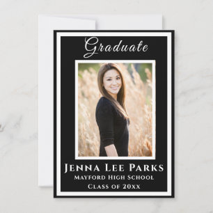 Anúncio Graduação de Foto de Gravação Preta Elegante