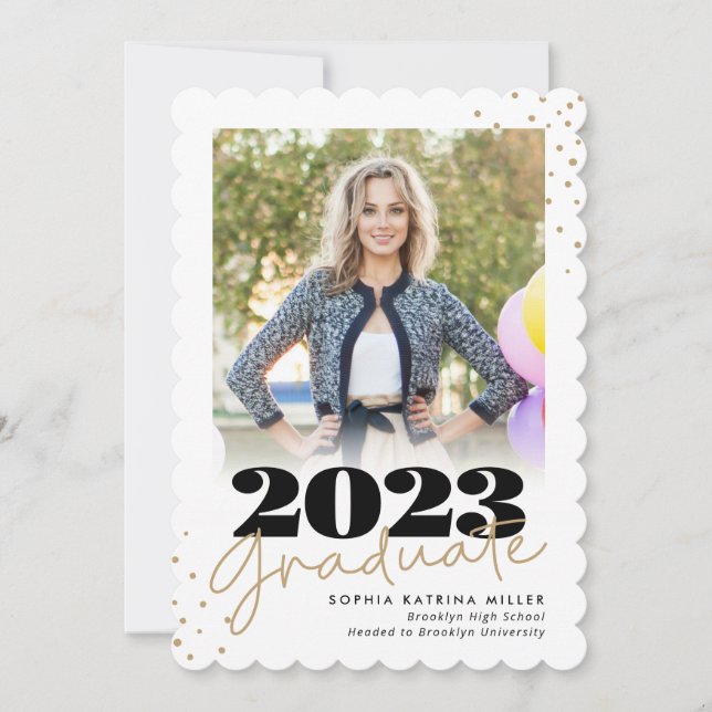 Anúncio Graduação de Foto de Pontos Dourados da Classe de  (Frente)