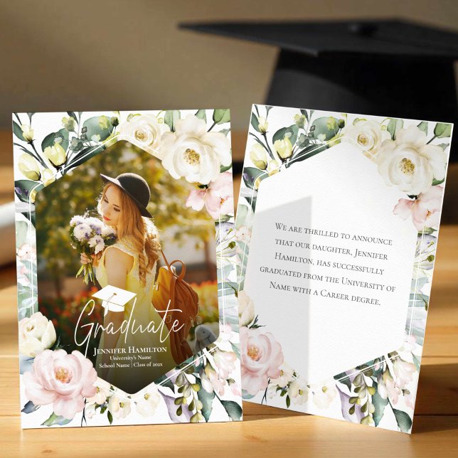 Anúncio Graduação de Foto de Quadro Floral Boho Greenery (Criador carregado)