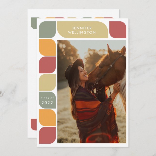 Anúncio Graduação de Foto de Quadro Geométrico Vermelho -  (Frente/Verso)